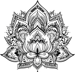 Mandala black and white floral ornament