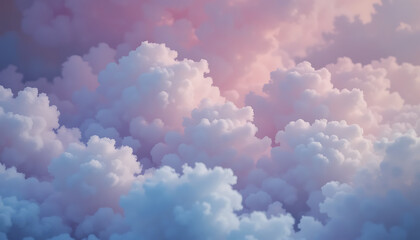 Fluffy Clouds with Pastel Sky Abstract Cloudscape Background Illustration