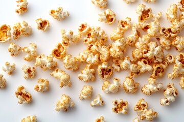 Caramel Popcorn on White Background Minimalist Still Life Photography
