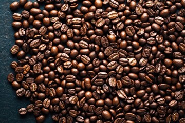 Fototapeta premium Roasted Coffee Beans Detailed Texture in Golden Light