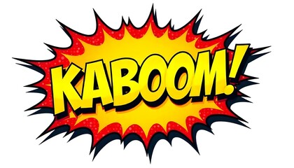KABOOM speech explosion pop art bubble exclamation cloud isolated on a white background