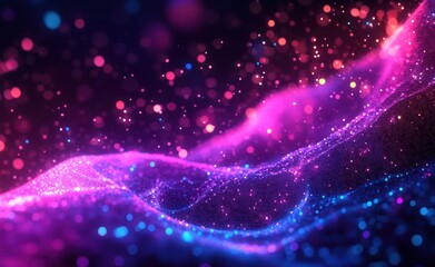 Obraz premium Futuristic Digital Art with Glowing Neon Lights and Abstract Cyber Network Elements