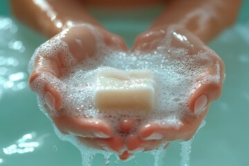 Fototapeta premium Hands Washing with Soap for Hygiene and Health Care