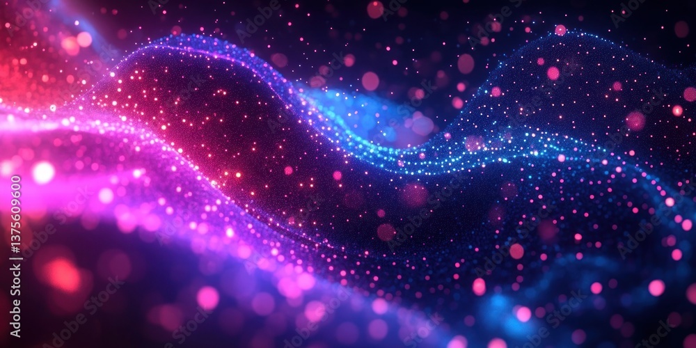 Aufkleber futuristic cyber network illustration with big data and artificial intelligence in vibrant neon colo