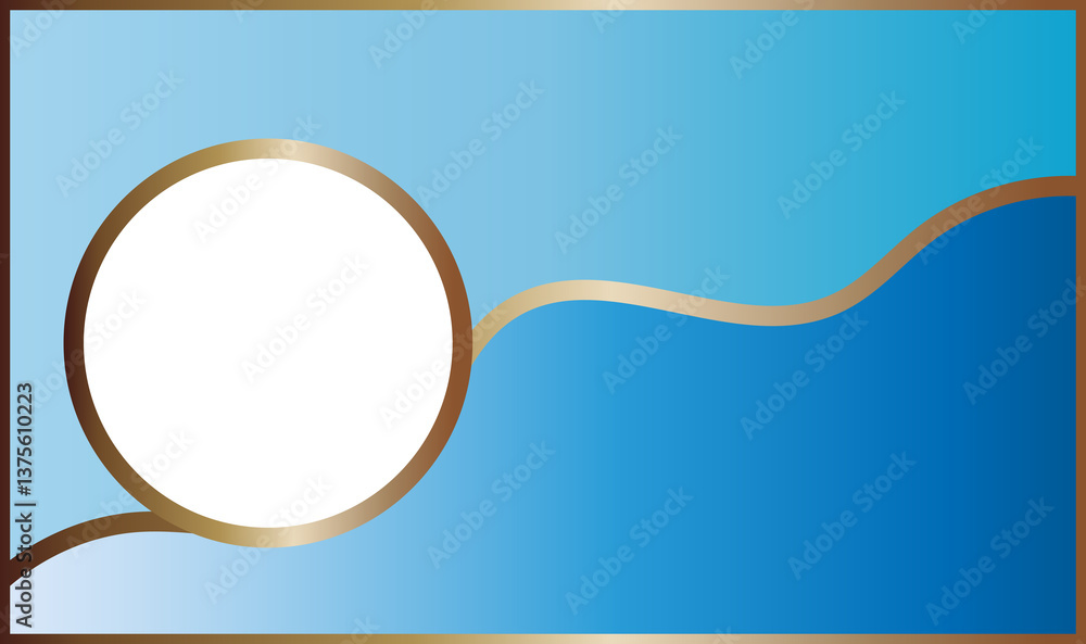 Poster wavy lines with white circle isolated on two-color abstract background