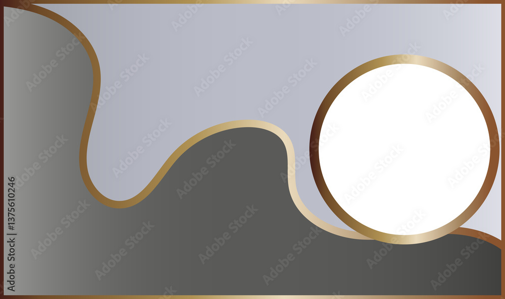 Poster wavy lines with white circle isolated on two-color abstract background