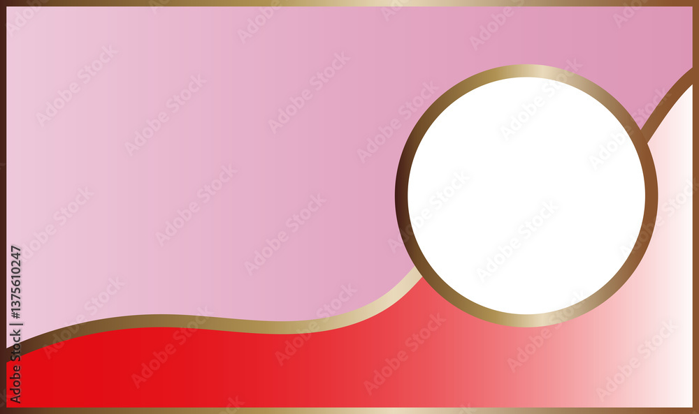 Poster wavy lines with white circle isolated on two-color abstract background