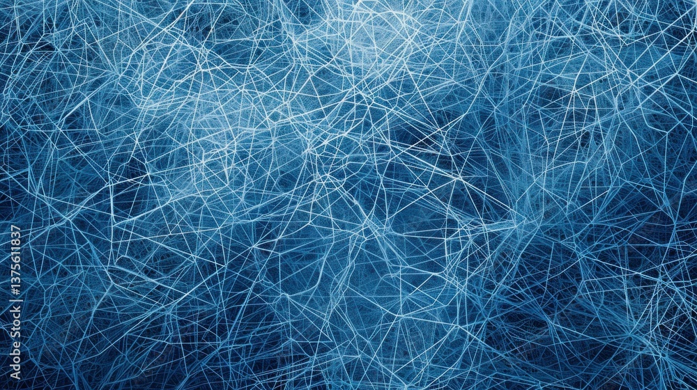 Poster abstract blue network background with interconnected lines.