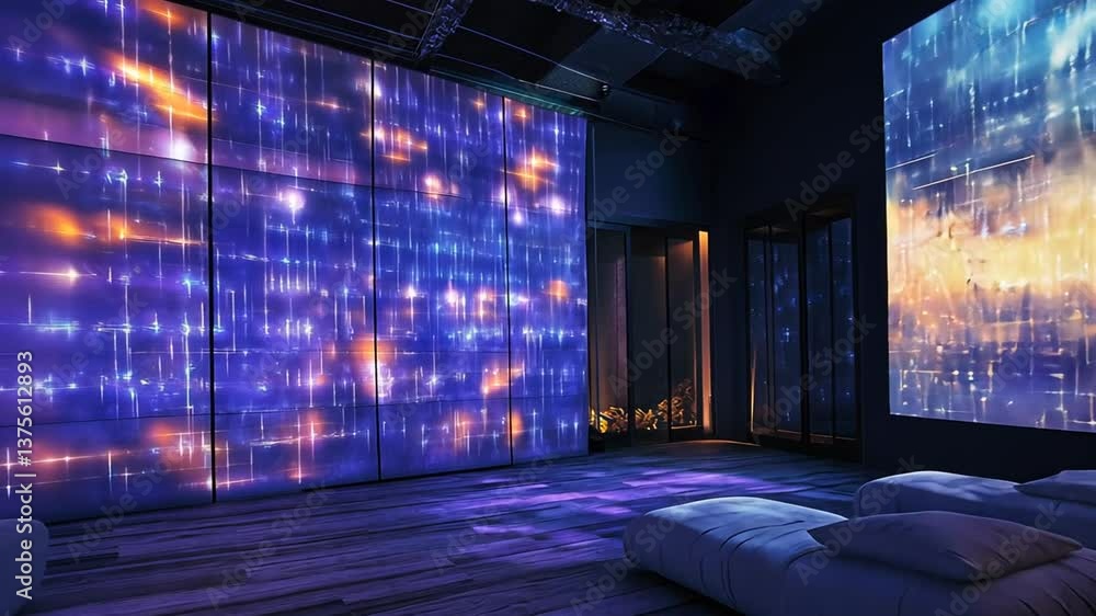 Poster immersive experience with visual display, bringing the outside in for relaxation