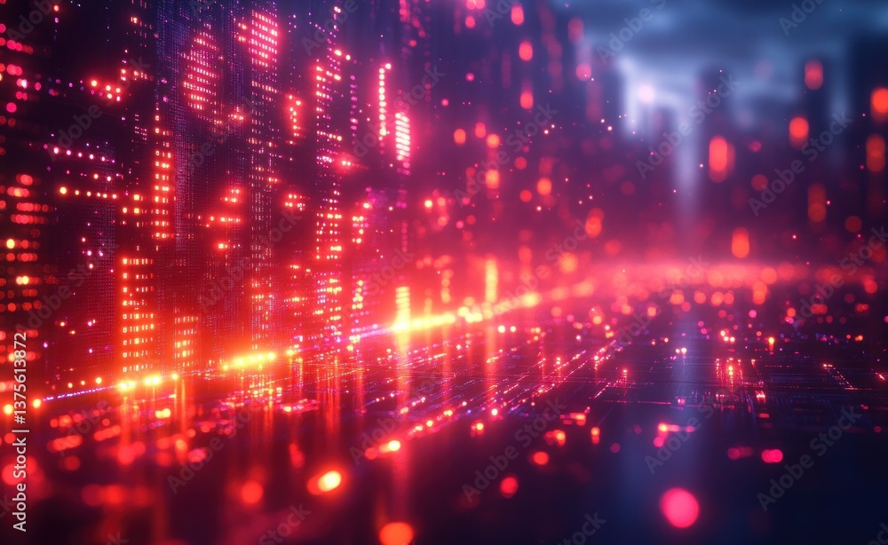 Fototapete Digital Blockchain Technology Cyberpunk Aesthetic Quantum Computing Architecture Data Network
