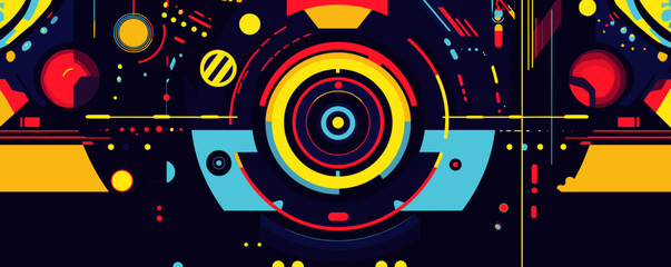 Obraz premium Futuristic abstract geometric design with vibrant colors and dynamic patterns vector.