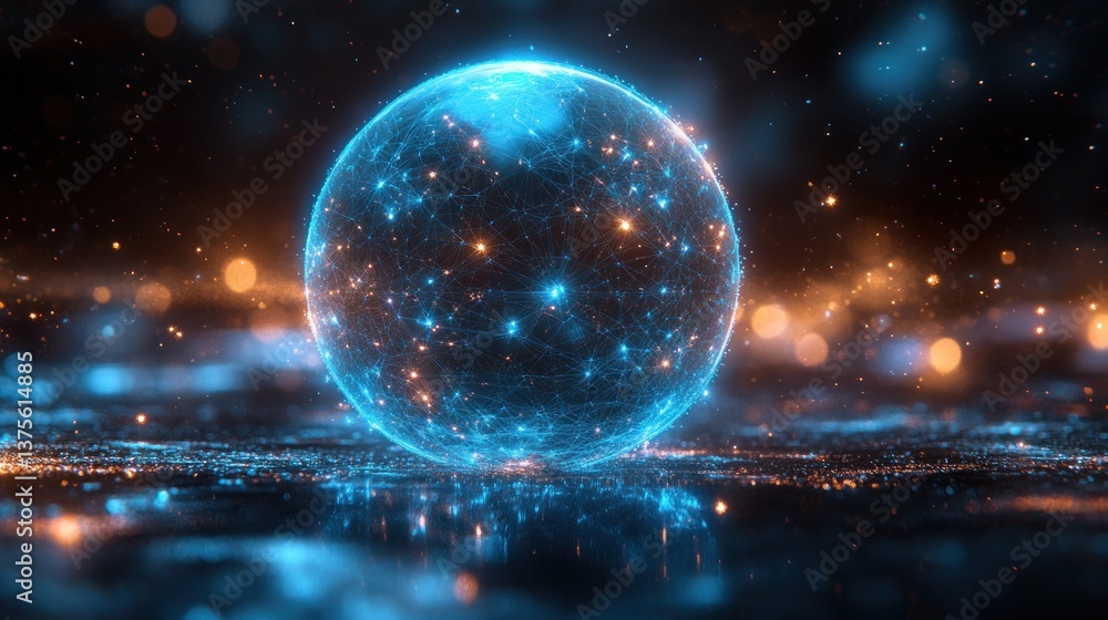 Poster futuristic digital sphere abstract network background