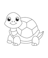 Happy Turtle Black and White Drawing for Coloring