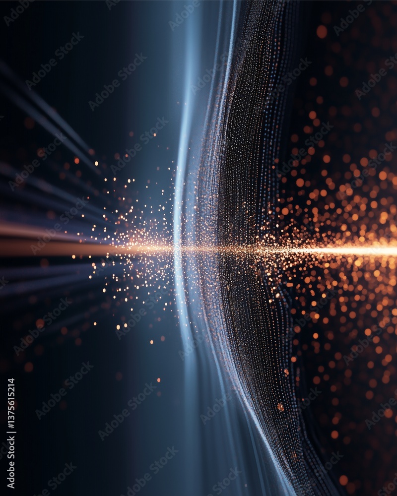 Poster cosmic dance of light: an abstract visual portrayal of energy, light, and connection, featuring a dy