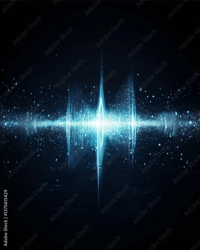 Poster rhythmic waves of light: a mesmerizing visual symphony of light and energy unfolds, the image presen