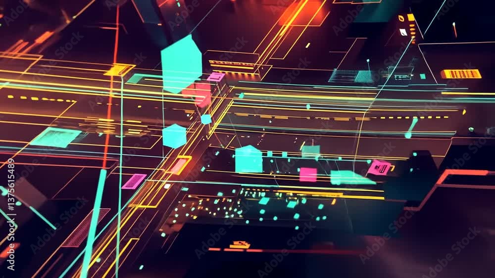 Poster abstract technology background with glowing lines and geometric shapes futuristic concept