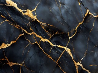 seamless pattern Elegant black marble with intricate gold veins, a high-gloss finish, and deep contrast. The design exudes sophistication and luxury