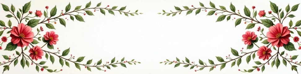 ornate floral wreath surrounded by vines and leaves, against a soft white background, natural elements, wedding decor