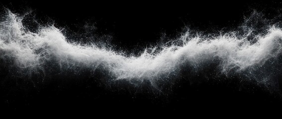 Abstract White Particle Explosion on Black Background Minimalist Digital Art