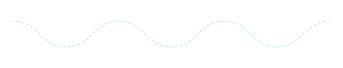 波線状の緑色の破線の装飾ライン - シンプルでかわいいデザインのアクセントやアップダウンのイメージ素材