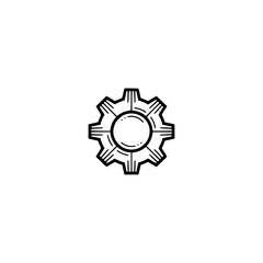 Minimalist Gear Icon: Modern Black & White Symbol for Technology & Innovation