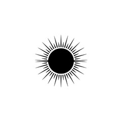 Black Sunburst Logo on White, Minimalist Graphic Design