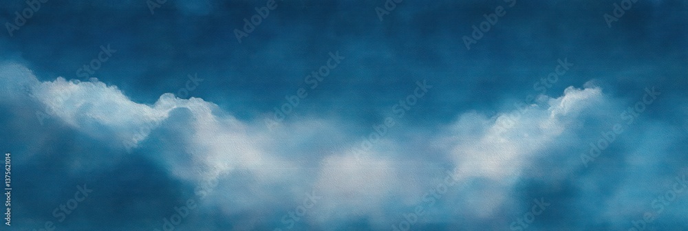 Aufkleber abstract blue watercolor texture background with soft cloud patterns and artistic crackle design