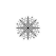 Obraz premium Minimalist Geometric Starburst Logo in Black and White