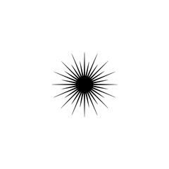 Fototapeta premium Minimalist Sunburst Icon, Black on White, Abstract Starburst Design