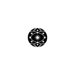 Minimalist Celestial Ornament Graphic, Black and White Design