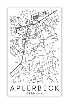 Hand drawn printable downtown road map poster of borough APLERBECK of the German city of DORTMUND on solid white background with city name