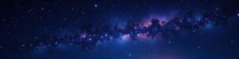 Fototapeta premium Sparkling starry night sky with vibrant stars on a deep black canvas, dark, galaxy, blue