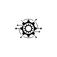 Tech Gear Icon: Minimalist Vector Design on White Background