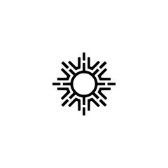 Minimalist Sun Logo: Geometric Black Icon on Light Grey Background