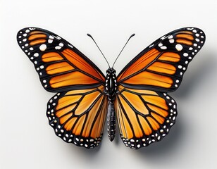 Obraz premium butterfly isolated on white background beautiful monarch butterfly standing on white background top view view from above generative ai