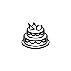 Minimalist Birthday Cake Icon on Gray Background
