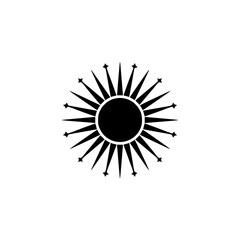 Minimalist Sunburst Icon: Geometric Black and White Illustration