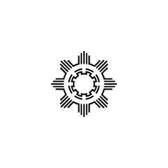 Minimalist Geometric Sun Symbol Design on White