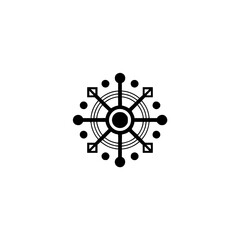 Geometric Mandala Symbol, Minimalist Black & White Design