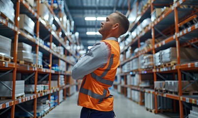 Fototapeta premium Warehouse Worker Experiencing Pain...