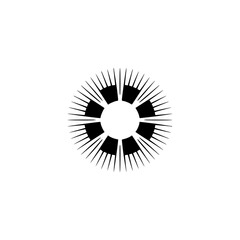 Obraz premium Abstract Black Geometric Sunburst Logo Design on White Background