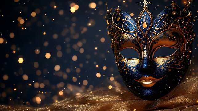 Venetian Mask, Elegant Display, Dark Background - Powered by Adobe