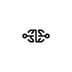 Minimalist Brain Icon: Connection, Technology, AI, Digital Transformation