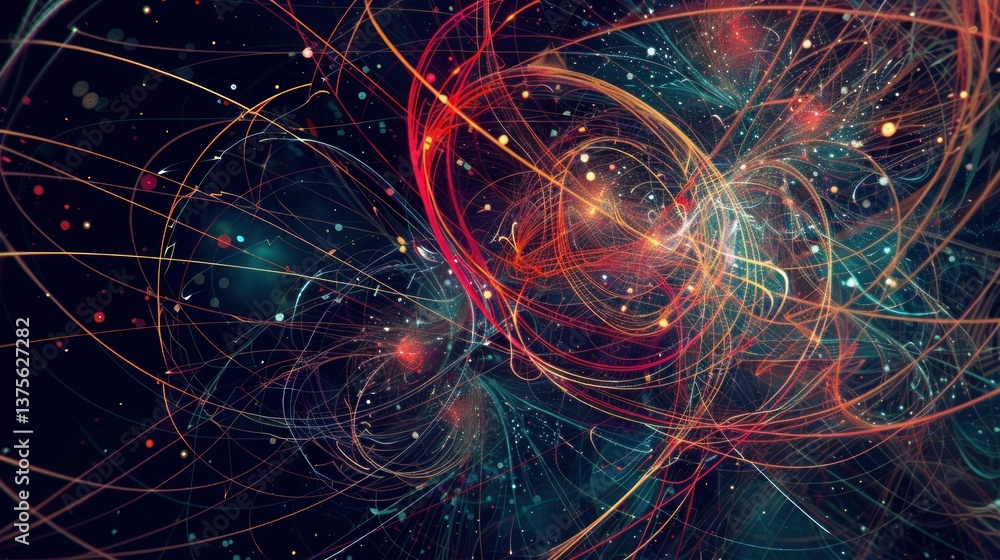 Poster Abstract network vector background with circles and lines.