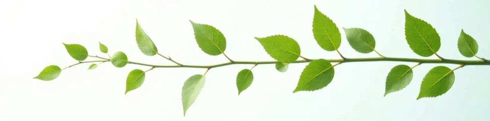 Obraz premium Leafy branches with green stems isolated on white background, leaves, branches, minimalist