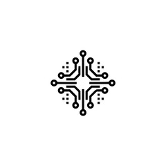 Minimalist Tech Circuit Board Icon on White Background