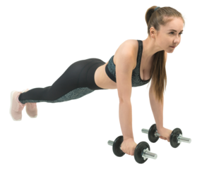 A sporty slim girl in leggings and a top resting between exercises.