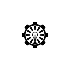 Lightbulb & Gear Icon: Innovation, Solutions, Design Concept