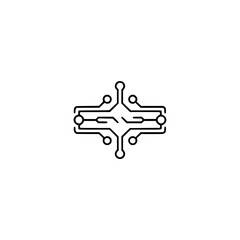 Minimalist Circuit Board Icon on Light Gray Background