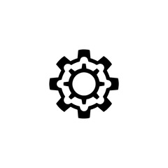 Minimalist Gear Icon on White Background: Configuration, Engineering, Tech Concept
